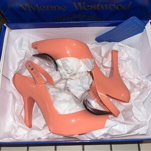 Vivienne Westwood Pink Heels with Black Hearts, Nearly New!